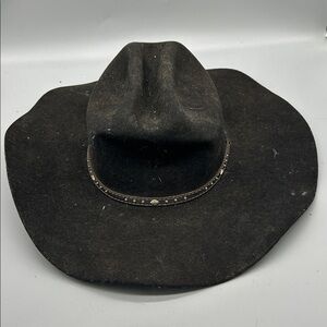 Justin XX Western Cowboy Hat Black Wool Size 55 6 7/8 needs shaping